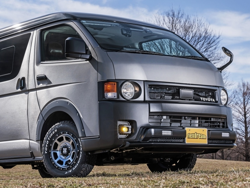 ハイエース 4型～現行モデル ワイドボディー用 MONOBOX フロントバンパープロテクター（LEDマーカーランプ付）