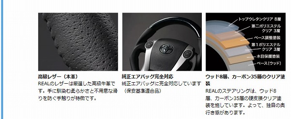 ハイエース 4型用 REAL(レアル) ステアリング ガングリップ小径タイプ