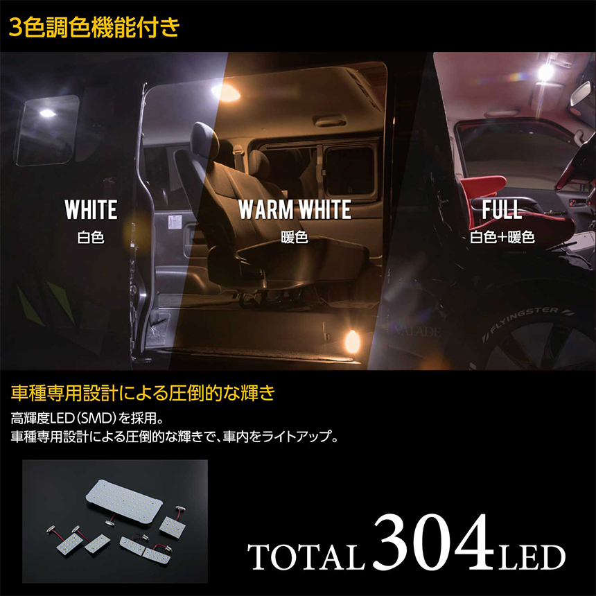 ハイエース 1～7型専用 ヴァレンティ LEDルームランプ トライトーンTS