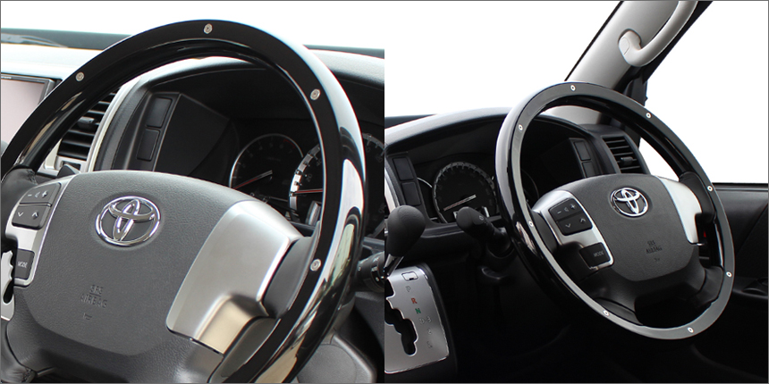 ハイエース REAL ステアリング オールウッド(スタッド付き)