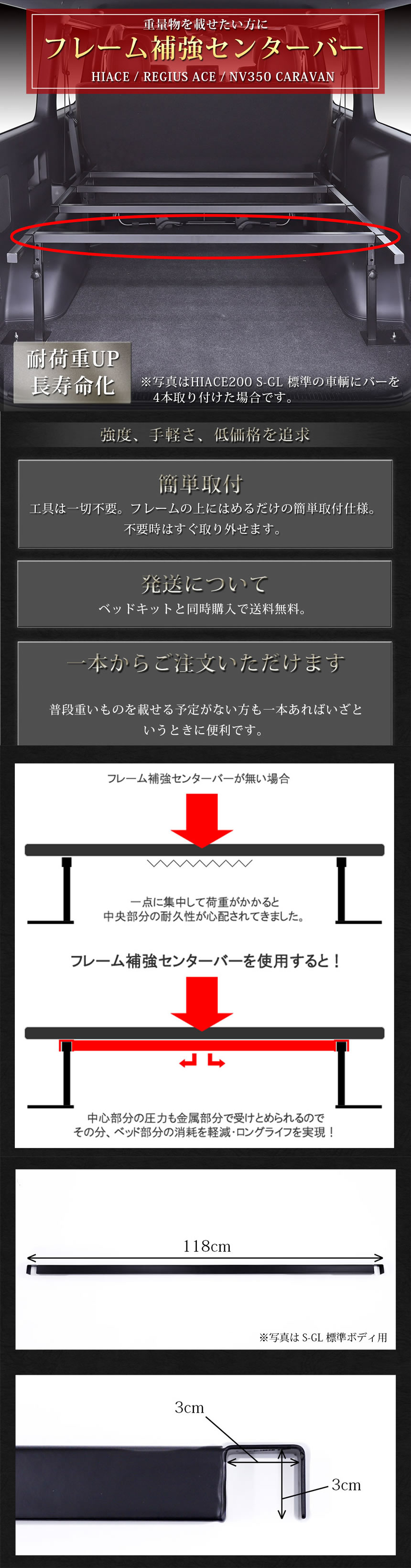 ハイエース 標準ボディー用 ベッドキット